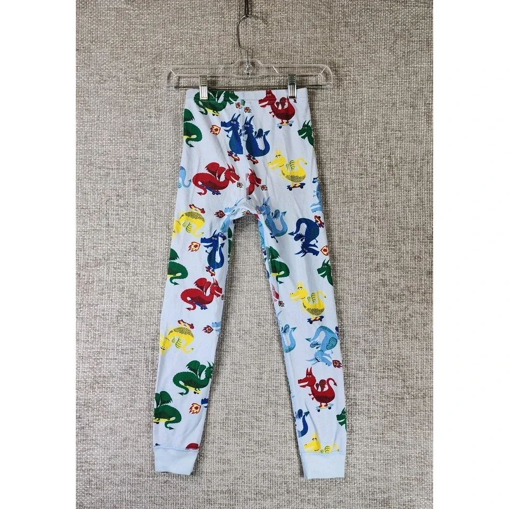 Hanna Andersson Dragons Pajama Set Kids 8 Light Blue Stretch Knit Organic Cotton